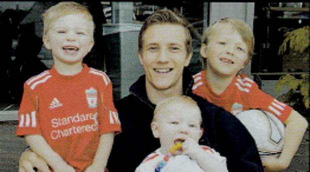 The Northern Echo: Words              West Auckland Town squad member Matthew Coad with his three children, Harley 5, Heath 3 and Jade 9 months, who were all mascots at the FA Vase final at Wembley on Sunday May13 2012.